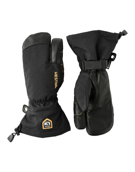 Hestra Army Leather Gore Tex 3 Finger Gloves-6-Black-aussieskier.com