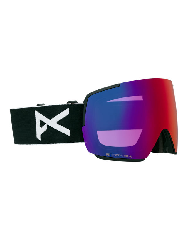 Anon M5 MFI Low Bridge Ski Goggles-Black / Perceive Red Lens + Perceive Burst Spare Lens-aussieskier.com