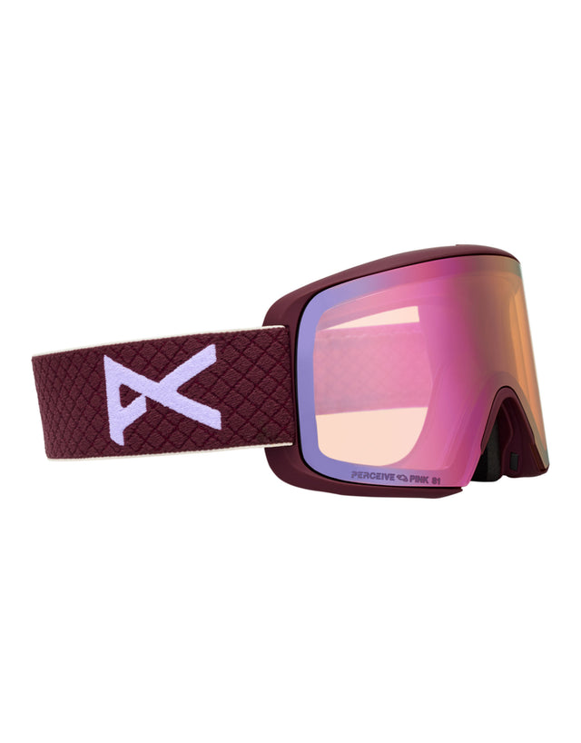 Anon M6s MFI Ski Goggles-Deep Cherry / Perceive Pink Lens + Perceive Blue Spare Lens-aussieskier.com