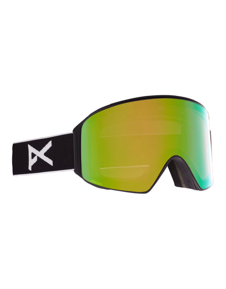 Anon M4 Cylindrical MFI Ski Goggles-Black / Perceive Green Lens + Perceive Pink Spare Lens-aussieskier.com