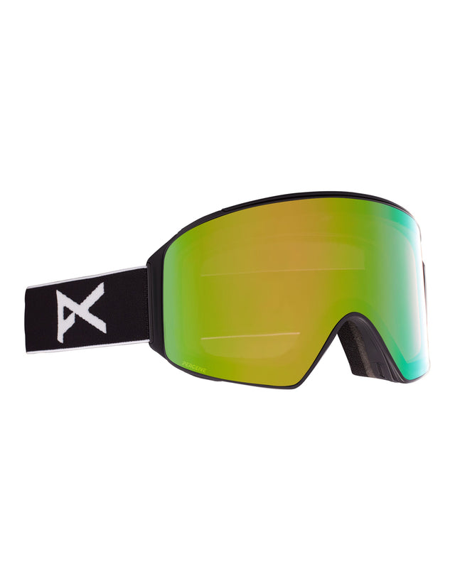 Anon M4 Cylindrical MFI Ski Goggles-Black / Perceive Green Lens + Perceive Pink Spare Lens-aussieskier.com