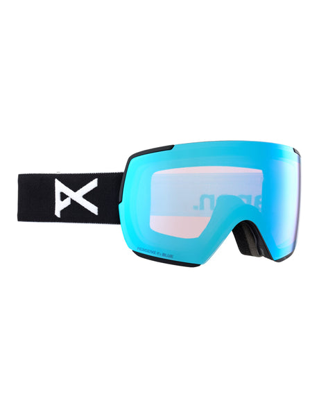 Anon M5S MFI Low Bridge Ski Goggles-Black / Perceive Blue Lens + Perceive Pink Spare Lens-aussieskier.com