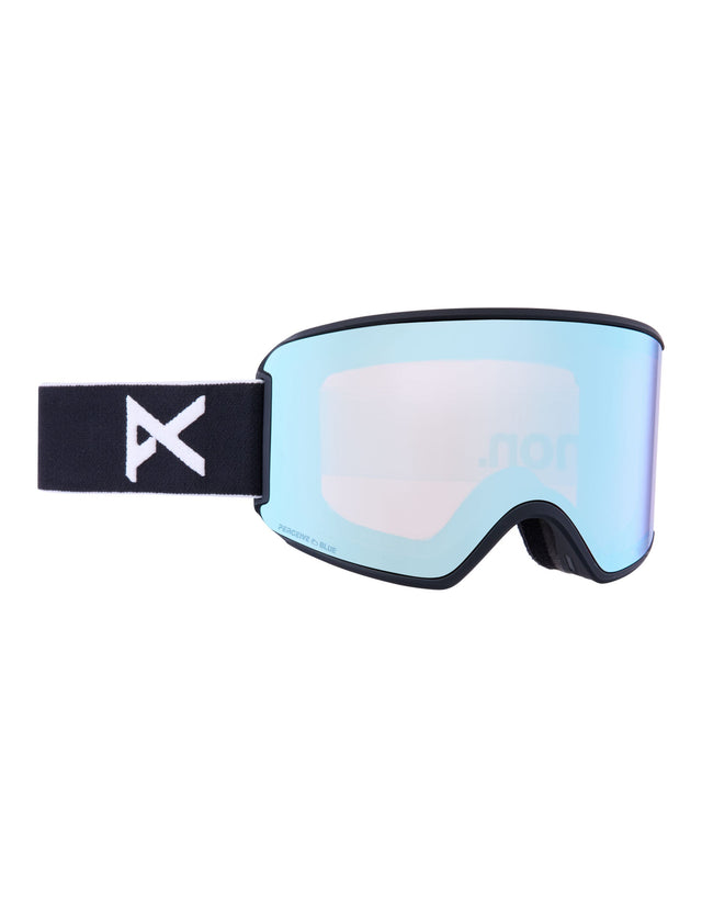 Anon WM3 MFI Womens Ski Goggles-Black / Perceive Blue Lens + Perceive Pink Spare Lens-aussieskier.com