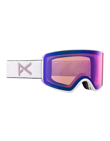 Anon WM3 MFI Womens Ski Goggles-White / Perceive Violet Lens + Perceive Onyx Spare Lens-aussieskier.com