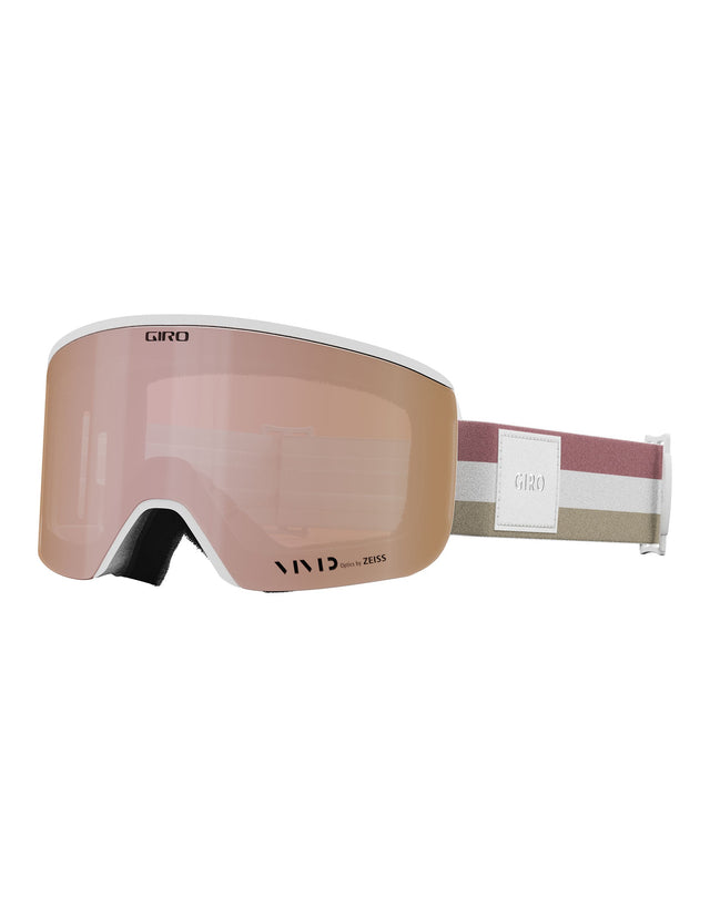 Giro Ella Womens Asian Fit Ski Goggles-White LX Stripe / Vivid Rose Gold Lens + Vivid Infrared Spare Lens-aussieskier.com