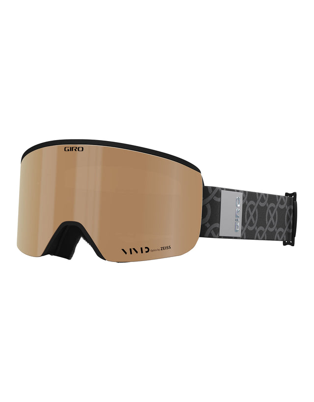 Giro Ella Womens Ski Goggles-Black Monoram / Vivid Rose Gold Lens + Vivid Infrared Spare Lens-aussieskier.com