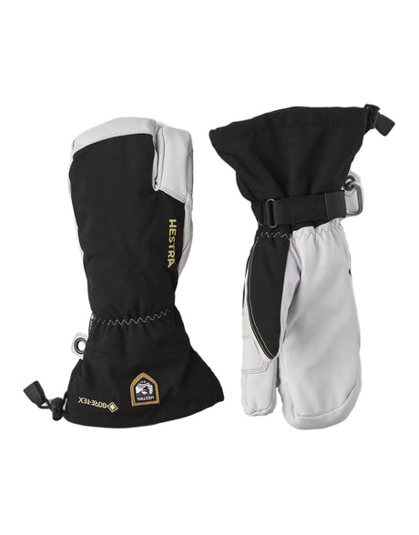 Hestra Army Leather Gore Tex 3 Finger Gloves-6-Black / White-aussieskier.com