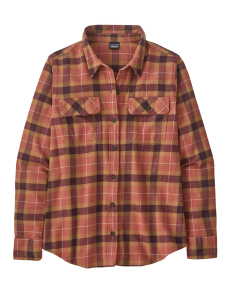 Patagonia Womens L/S Organic Cotton MW Fjord Flannel Shirt-Small-Vista: Burl Red-aussieskier.com