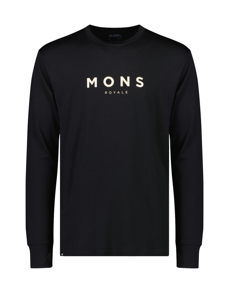 Mons Royale Mens Yotei Tech Long Sleeve Base Layer-Small-Classic Black-aussieskier.com