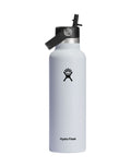 Hydro Flask Standard 21oz Insulated Drink Bottle with Flex Straw Cap (621ml)-White-aussieskier.com