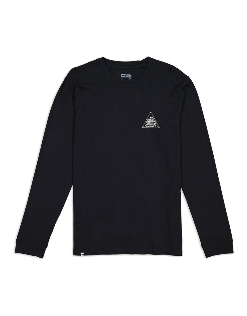 Mons Royale Mens Icon Long Sleeve Base Layer-Small-Black MTN Triangle-aussieskier.com
