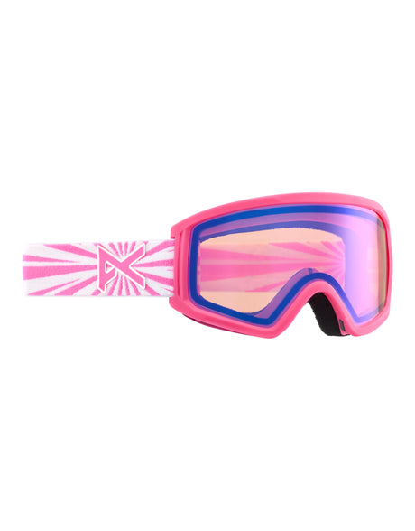 Anon Tracker Junior Low Bridge Fit Ski Goggles-Pink Flag / Blue Amber Lens-aussieskier.com