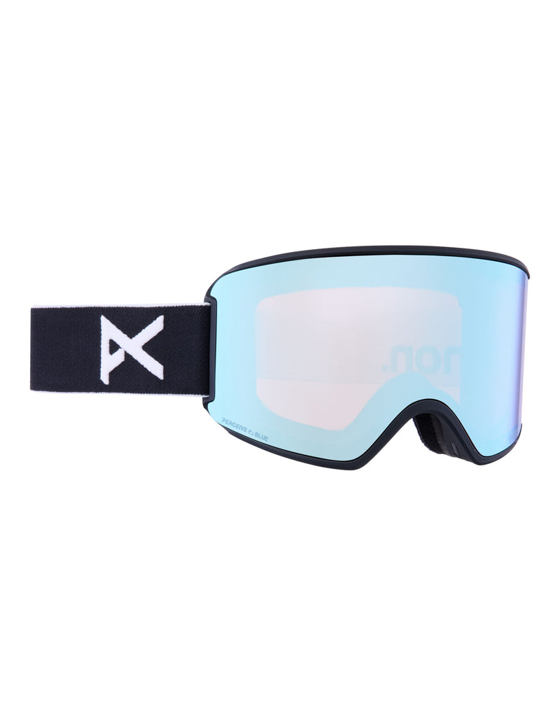 Anon WM3 MFI Womens Low Bridge Fit Ski Goggles-Black / Perceive Blue Lens + Perceive Pink Spare Lens-aussieskier.com