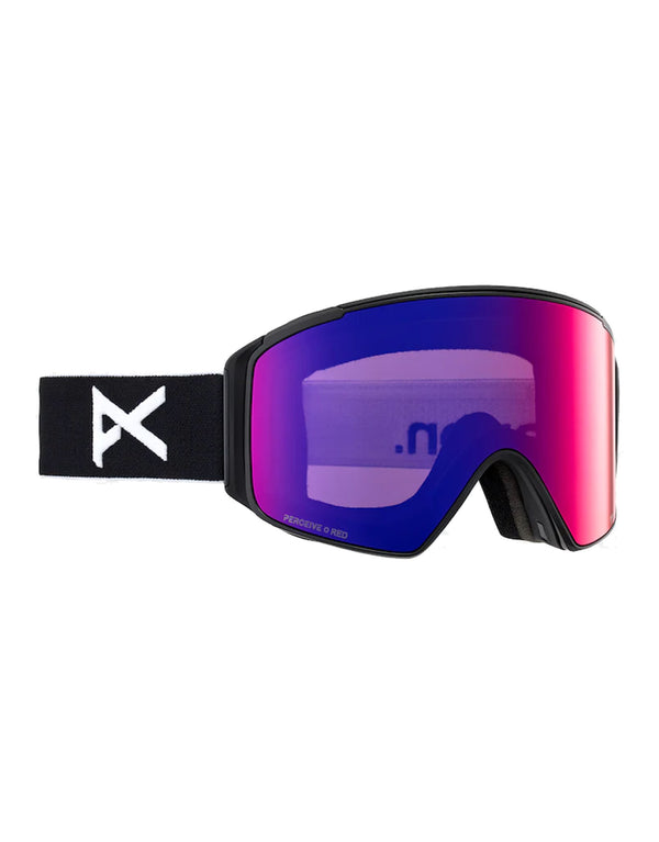 Anon M4S Cylindrical MFI Ski Goggles-Black / Perceive Red Lens + Perceive Burst Spare Lens-aussieskier.com