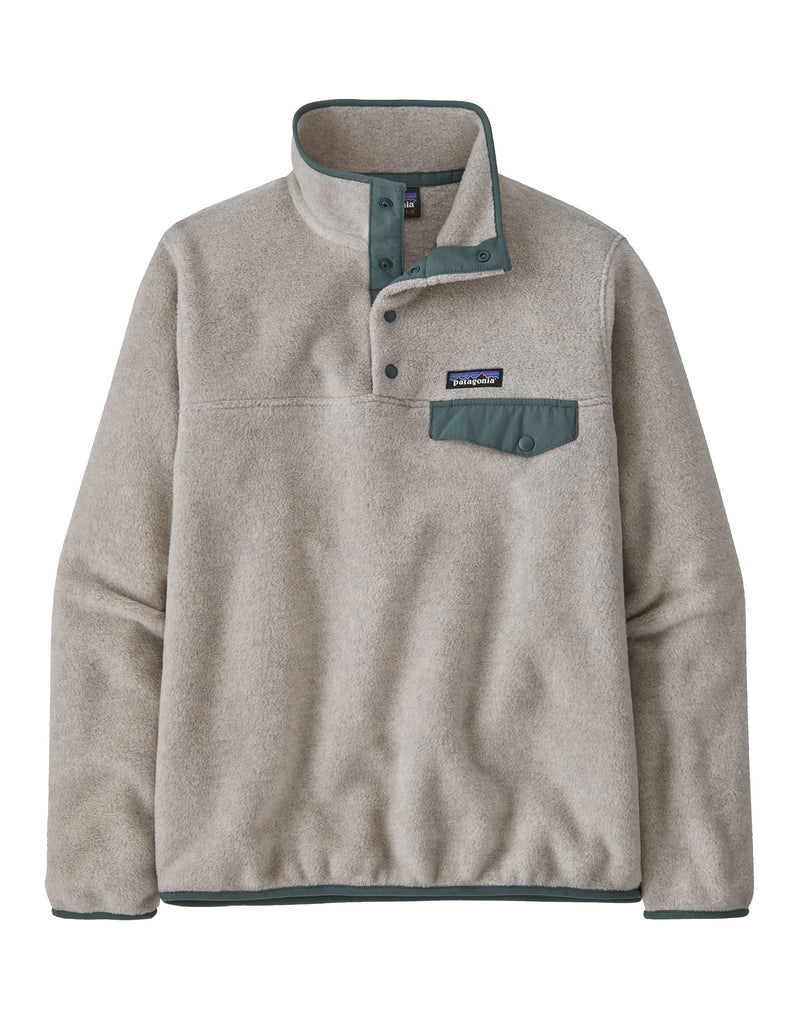 Patagonia Womens Lightweight Synchilla Snap-T Pullover Fleece-X Small-Oatmeal Heather w/ Nouveau Green-aussieskier.com