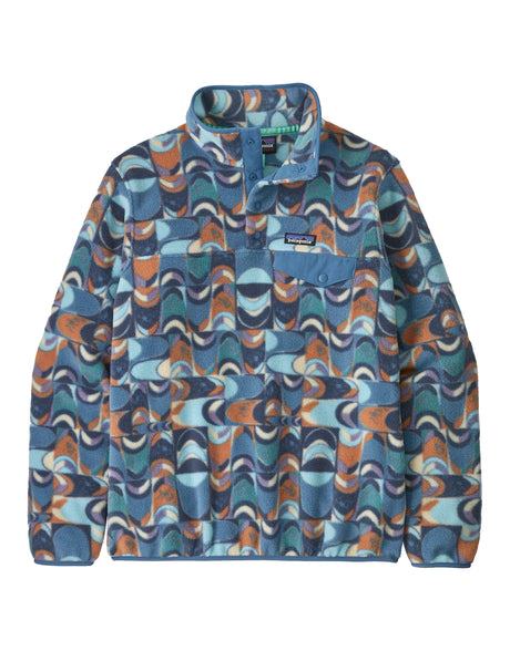 Patagonia Womens Lightweight Synchilla Snap-T Pullover Fleece-X Small-Swallowtail Geo: Still Blue-aussieskier.com