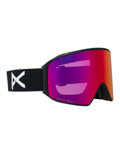 Anon M4 Cylindrical MFI Ski Goggles-Black / Perceive Red Lens + Perceive Burst Spare Lens-aussieskier.com