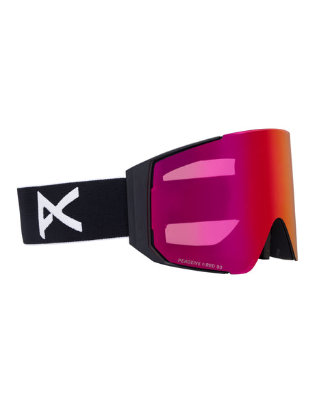 Anon Sync Low Bridge Ski Goggles-Black / Perceive Red Lens + Perceive Burst Spare Lens-aussieskier.com