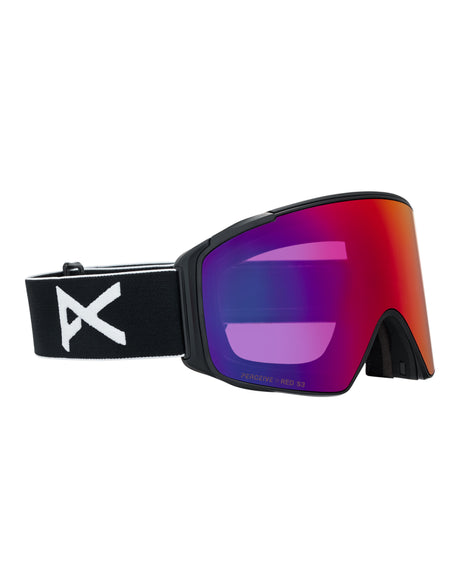 Anon M4S Cylindrical MFI Ski Goggles-Black / Perceive Red Lens + Perceive Burst Spare Lens-aussieskier.com