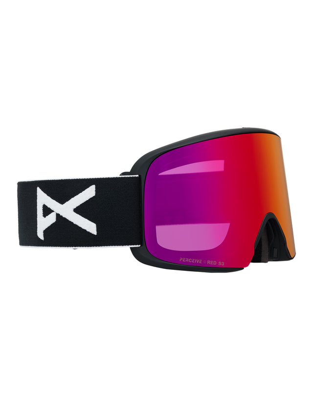 Anon M6 MFI Ski Goggles-Black / Perceive Red Lens + Perceive Burst Spare Lens-aussieskier.com