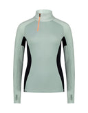 Mons Royale Womens Olympus 3.0 Half Zip Base Layer-Small-Glacier / Dew / Black-aussieskier.com