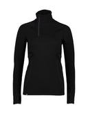 Mons Royale Womens Olympus 3.0 Half Zip Base Layer-Small-Black-aussieskier.com