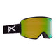 Anon WM3 MFI Womens Low Bridge Fit Ski Goggles-Black / Perceive Green Lens + Perceive Pink Spare Lens-aussieskier.com