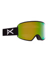 Anon WM3 MFI Womens Low Bridge Fit Ski Goggles-Black / Perceive Green Lens + Perceive Pink Spare Lens-aussieskier.com