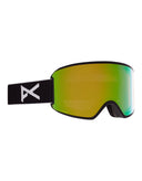 Anon WM3 MFI Womens Ski Goggles-Black / Perceive Green Lens + Perceive Pink Spare Lens-aussieskier.com