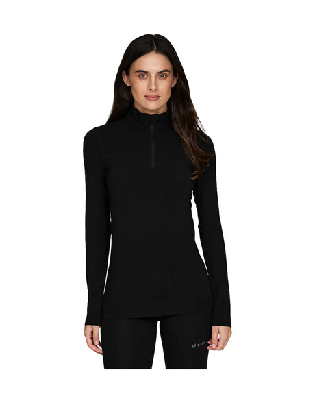 Le Bent 260 Midweight Zip Neck Womens Base Layer-Small-Black-aussieskier.com