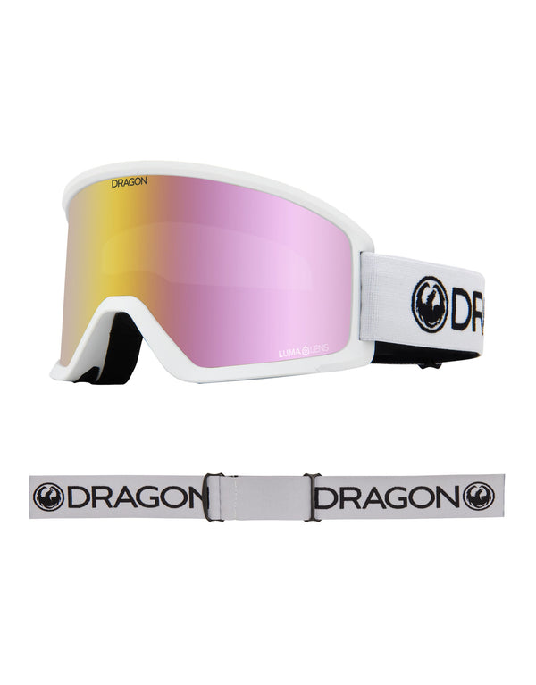 Dragon DX3 Low Bridge Fit Ski Goggles-White / Lumalens Pink Ion Lens-aussieskier.com