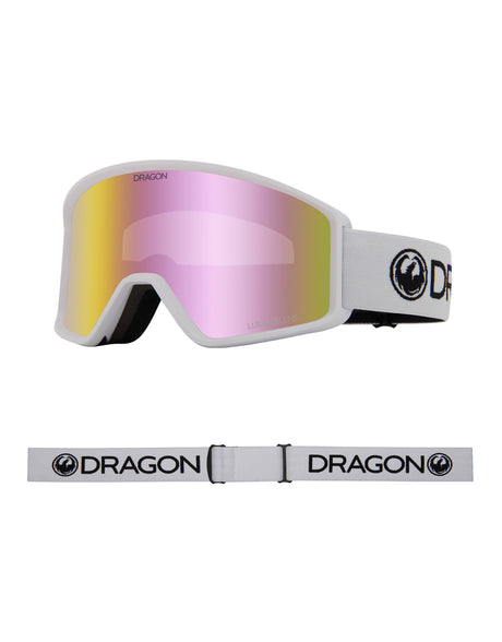 Dragon DXT OTG Low Bridge Fit Ski Goggles-White / Lumalens Pink Ion Lens-aussieskier.com