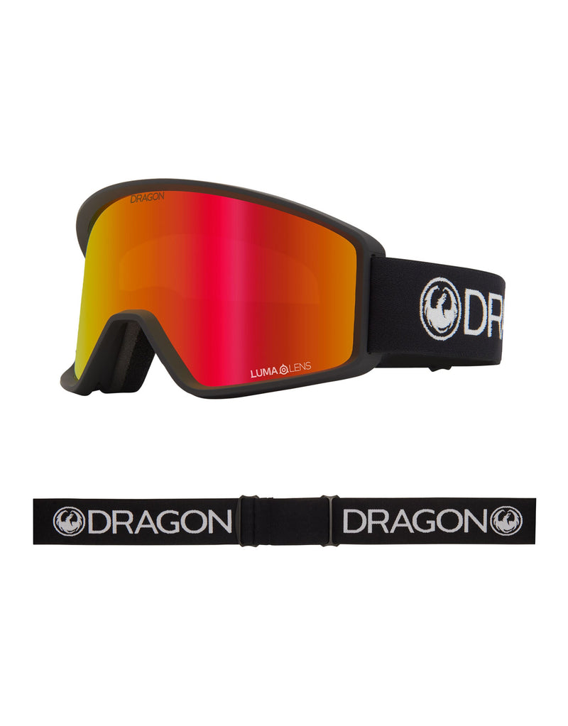 Dragon DXT OTG Low Bridge Fit Ski Goggles-Black / Lumalens Red Ion Lens-aussieskier.com