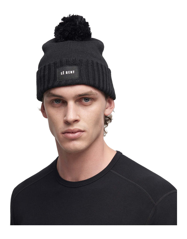 Le Bent Pom Pom Beanie-Black-aussieskier.com