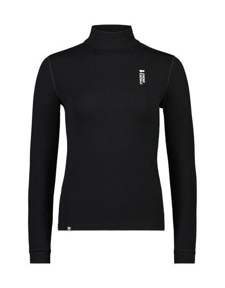 Mons Royale Cascade Mock Neck Womens Thermal Top-Small-Black-aussieskier.com