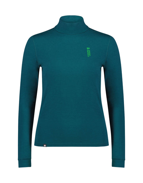 Mons Royale Cascade Mock Neck Womens Thermal Top-Small-Evergreen-aussieskier.com