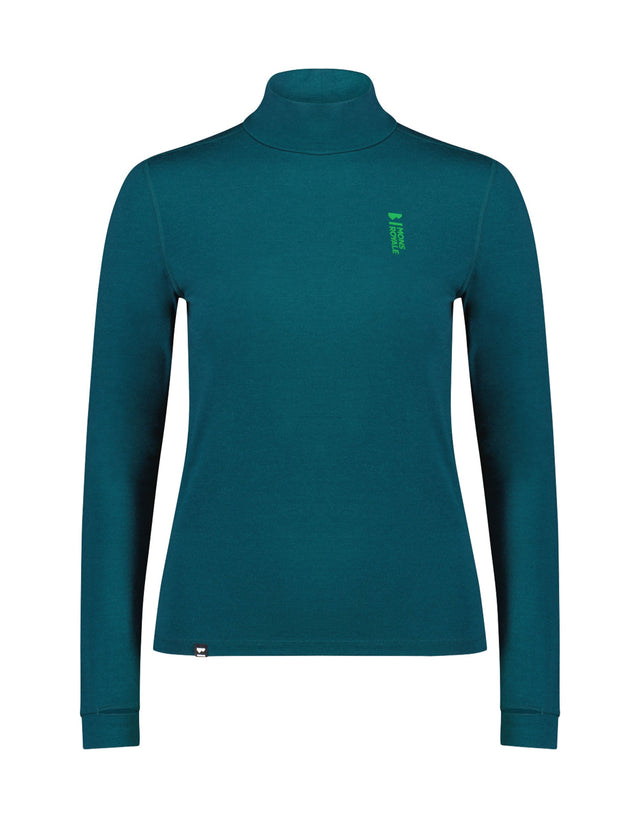 Mons Royale Cascade Mock Neck Womens Thermal Top-Small-Evergreen-aussieskier.com