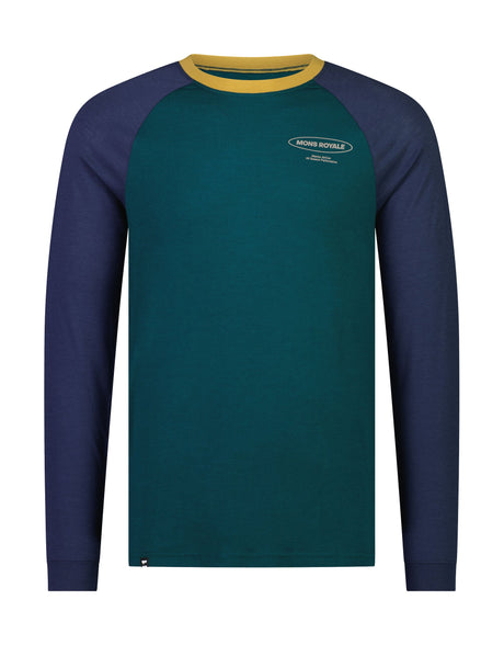 Mons Royale Icon Raglan Base Layer-Small-Evergreen / Midnight-aussieskier.com