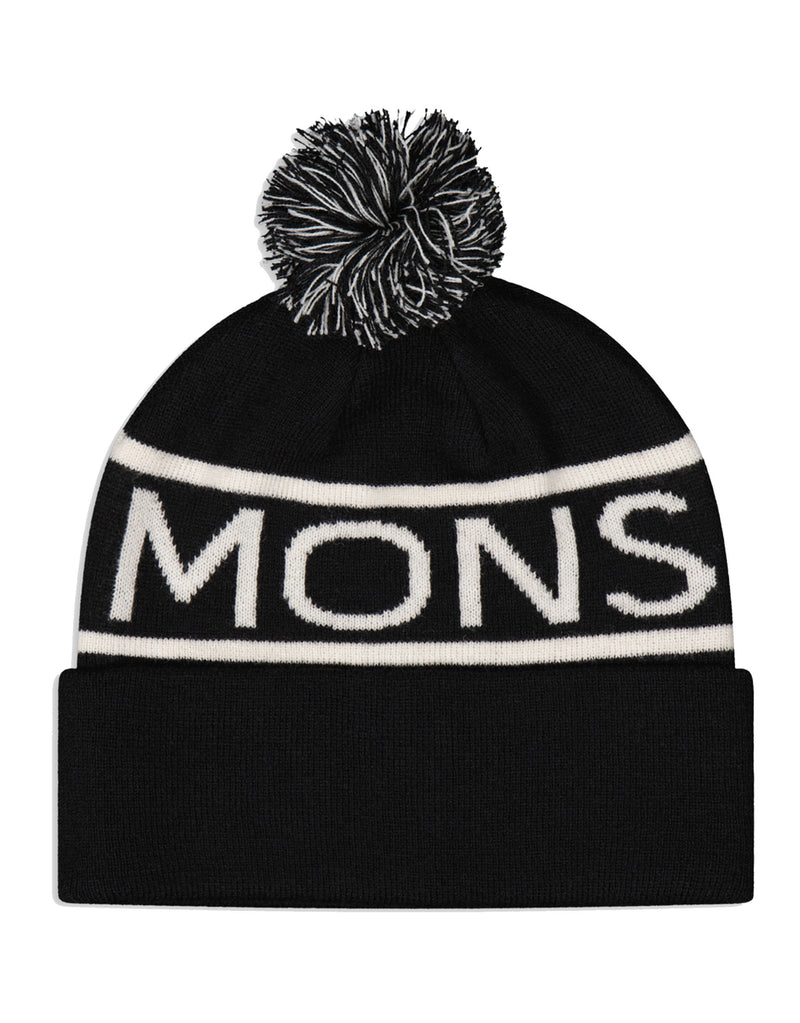 Mons Royale McCloud Pom Pom Merino Beanie-Black / White-aussieskier.com