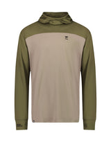 Mons Royale Mens Yotei Powder Hood Long Sleeve Base Layer-Small-Dark Olive / Walnut-aussieskier.com