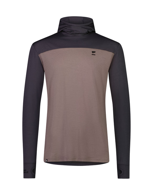 Mons Royale Mens Yotei Powder Hood Long Sleeve Base Layer-Small-Iron / Shale-aussieskier.com