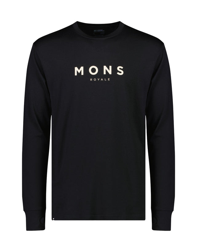 Mons Royale Mens Yotei Tech Long Sleeve Base Layer-Small-Classic Black-aussieskier.com