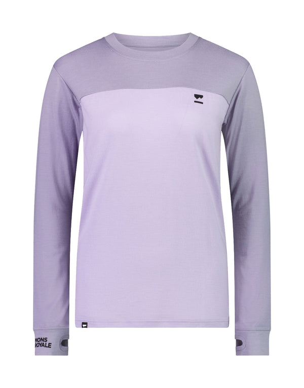 Mons Royale Womens Yotei BF Tech Long Sleeve Base Layer-Small-Thistle Cloud-aussieskier.com