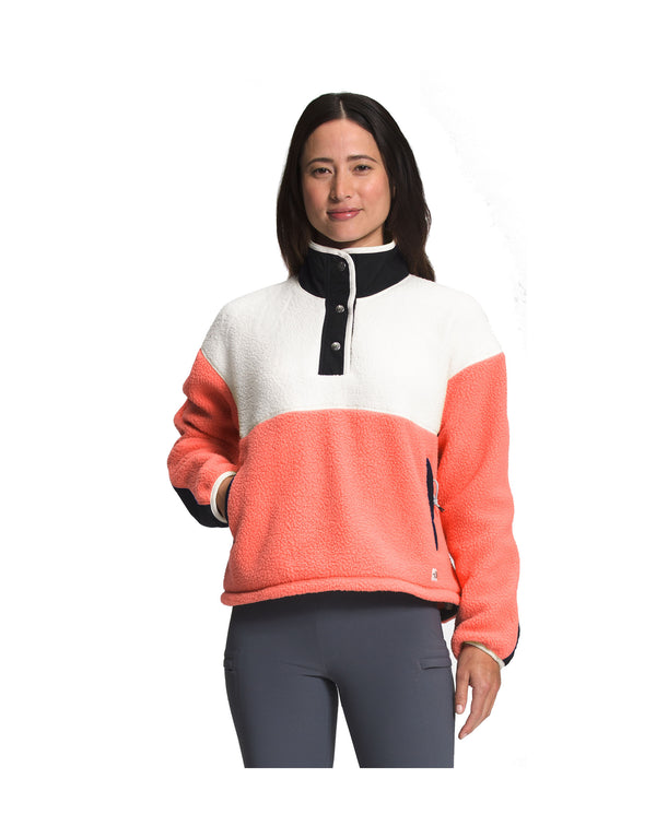 The North Face Cragmont Womens 1/4 Snap Fleece-X Small-Coral Sunrise-aussieskier.com