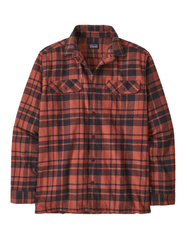 Patagonia L/S Organic Cotton MW Fjord Flannel Shirt-Small-Ice Caps: Burl Red-aussieskier.com