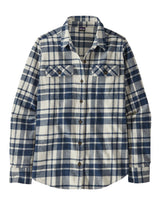 Patagonia Womens L/S Organic Cotton MW Fjord Flannel Shirt-Small-Ice Caps: Dyno White-aussieskier.com