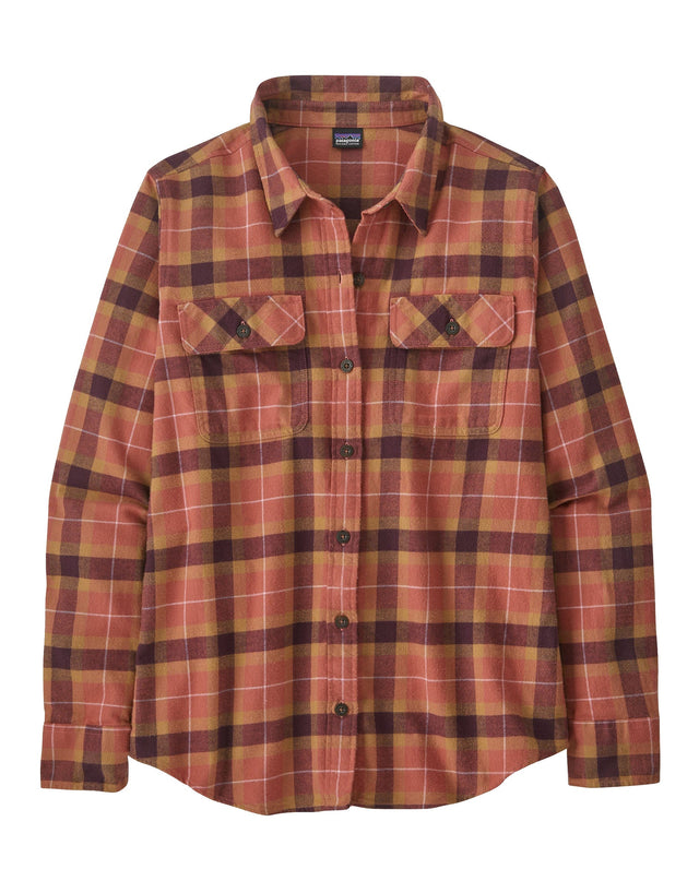 Patagonia Womens L/S Organic Cotton MW Fjord Flannel Shirt-Small-Vista: Burl Red-aussieskier.com