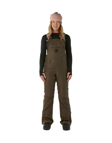 Rojo Snow Day Bib Womens Ski Pants-X Small-Black Olive-aussieskier.com