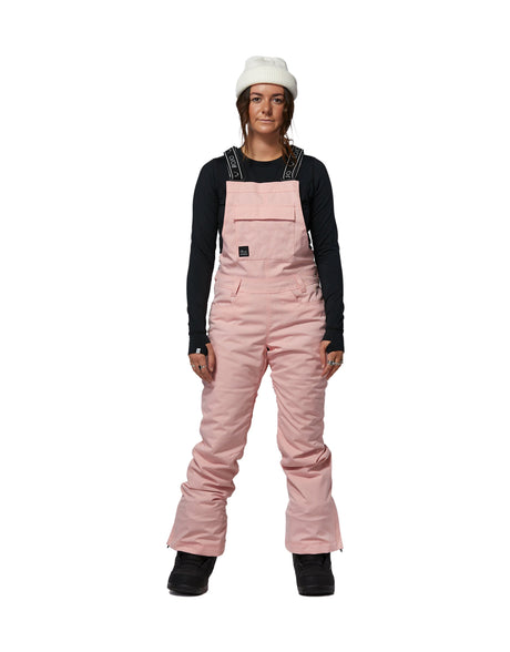 Rojo Snow Day Bib Womens Ski Pants-X Small-English Rose Pinstripe-aussieskier.com