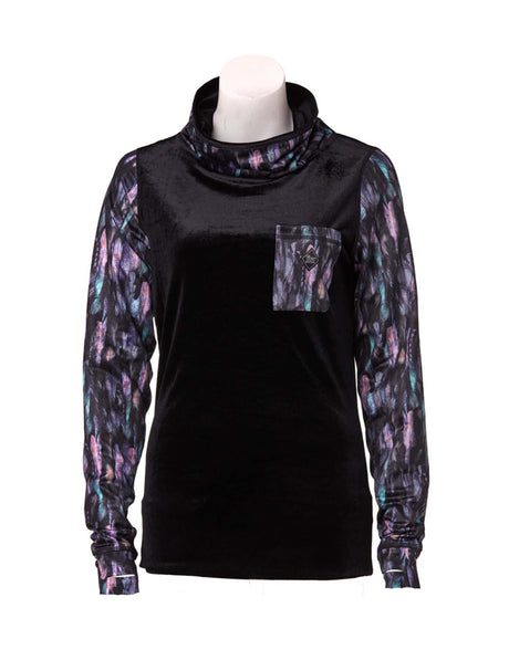 Rojo Womens Velvet Funnel Zip Base Layer Top-8-True Black-aussieskier.com